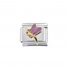 Purple glittery dragonfly - enamel 9mm Italian charm