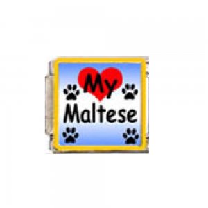 Love my Maltese - dog - enamel 9mm Italian charm