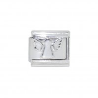 Silver coloured Guardian Angel link - 9mm Italian charm