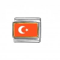 Flag - Turkey photo enamel 9mm Italian charm