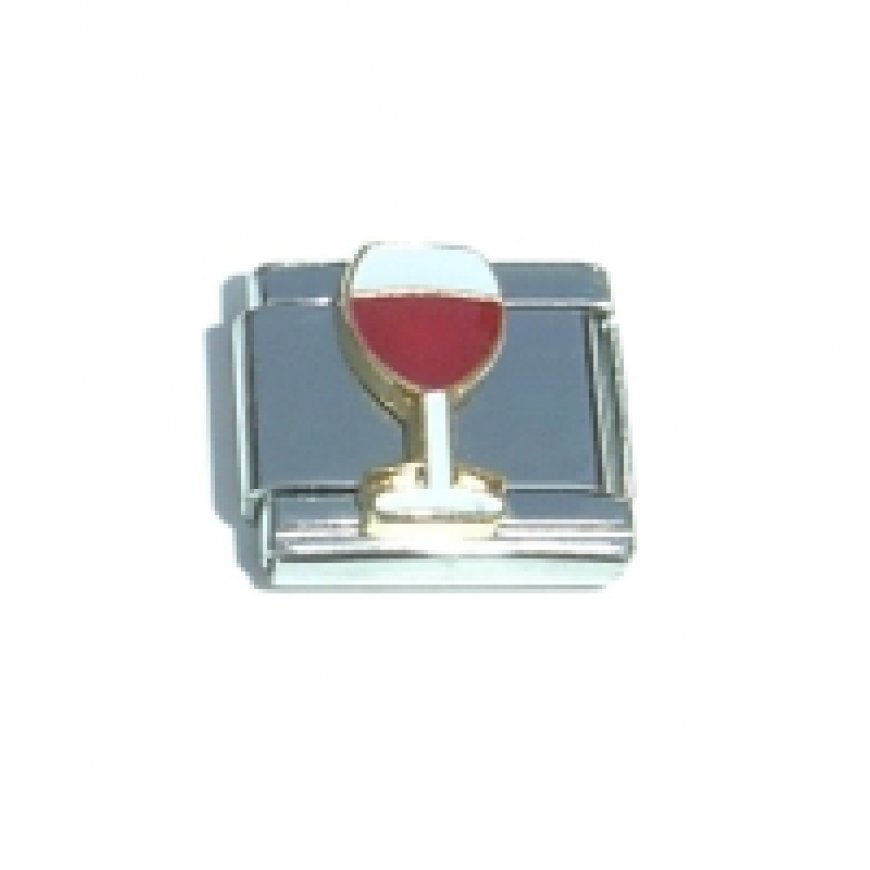 Glass of red wine - NEW enamel 9mm Italian charm - Click Image to Close