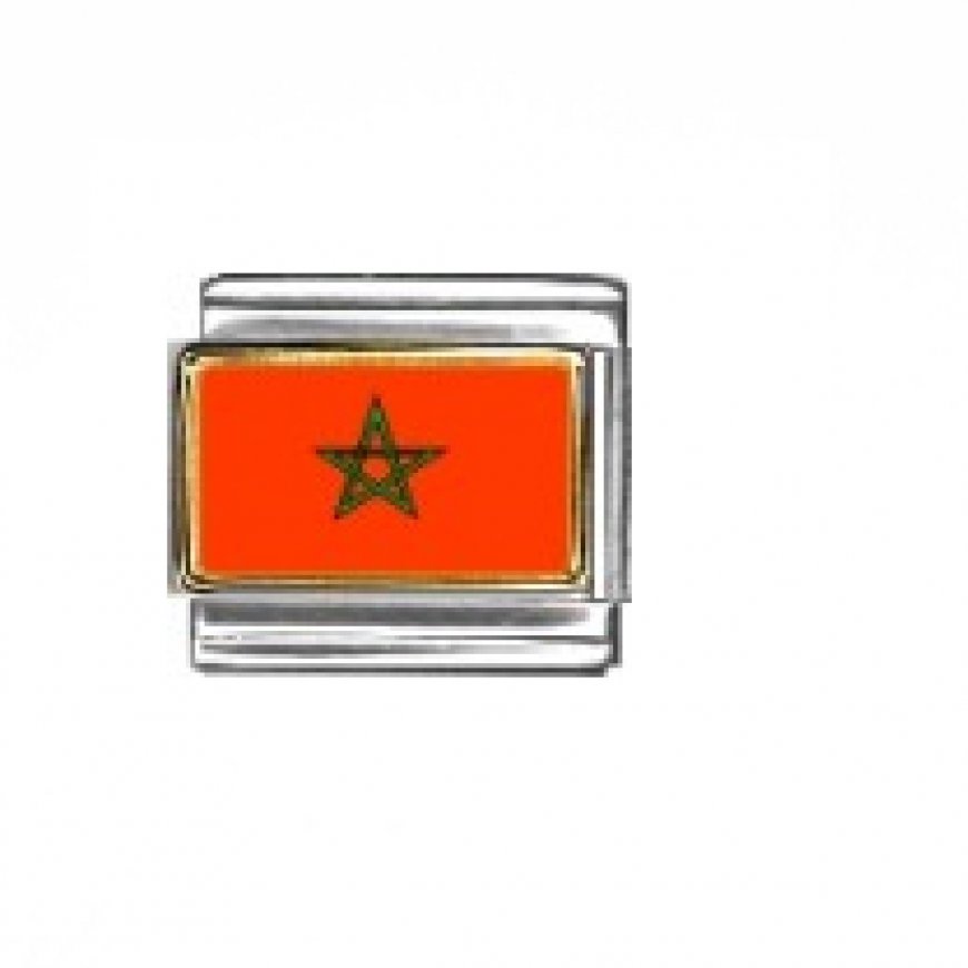 Flag - Morocco photo enamel 9mm Italian charm - Click Image to Close