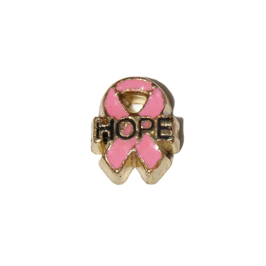 Hope breast cancer ribbon 8mm floating locket charm - Click Image to Close