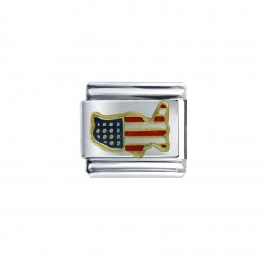 Flag - USA map enamel 9mm Italian charm