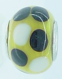 EB314 - Yellow, black and white bead - Click Image to Close