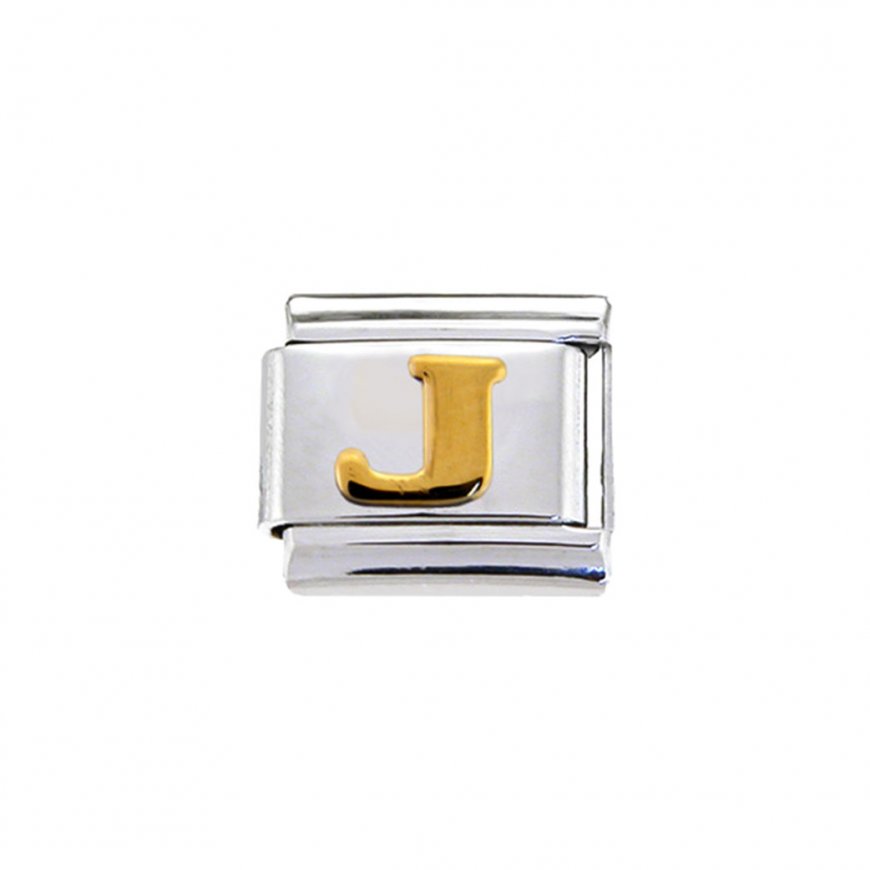 Gold colour Letter J - 9mm Italian charm - Click Image to Close