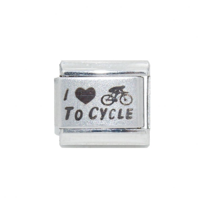 I love to cycle - 9mm Laser Italian Charm - Click Image to Close