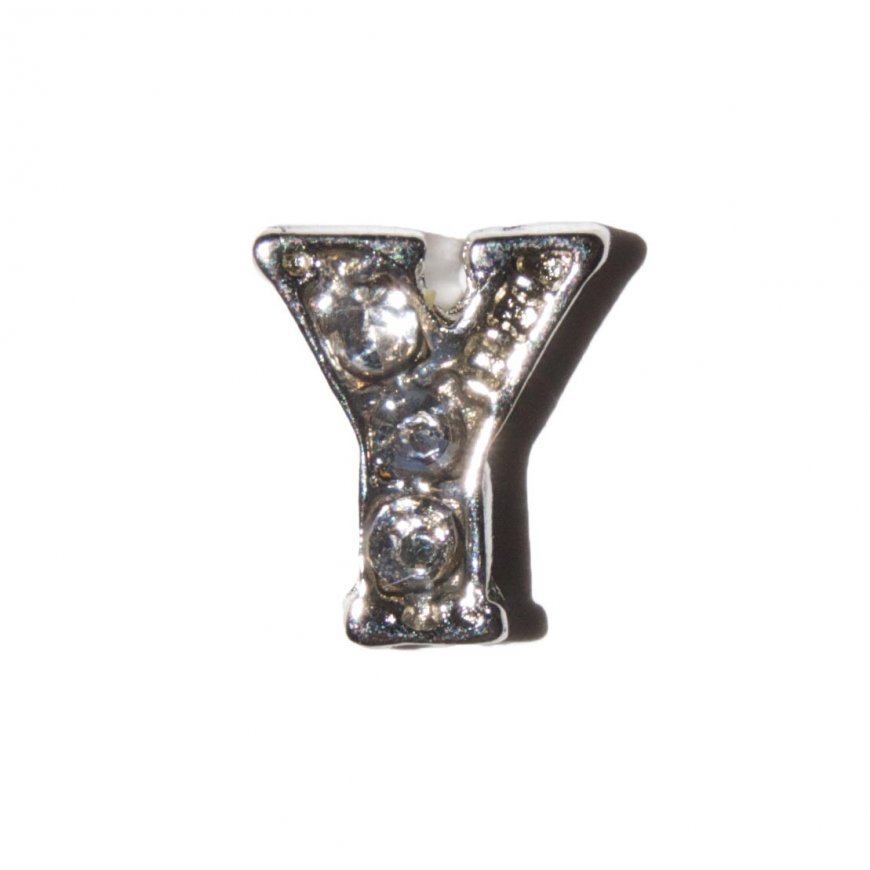 Y Letter with stones - floating locket charm - Click Image to Close