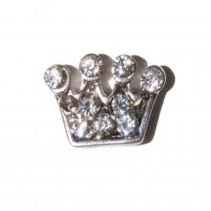Crown with clear stones 8mm floating locket charm