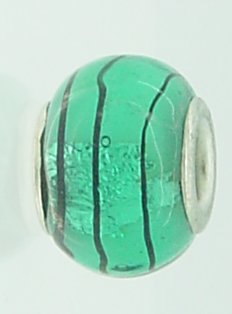 EB110 - Glass bead - turquoise bead with black lines - Click Image to Close