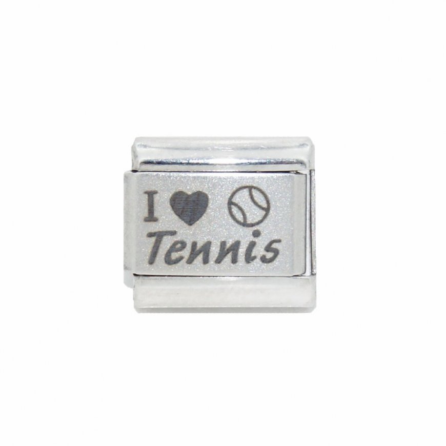 I love Tennis - 9mm plain Laser Italian Charm - Click Image to Close