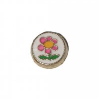 Pink flower on white background 7mm floating locket charm