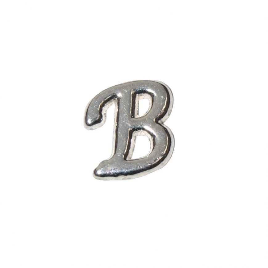 Silvertone flat letter B - floating memory locket charm - Click Image to Close