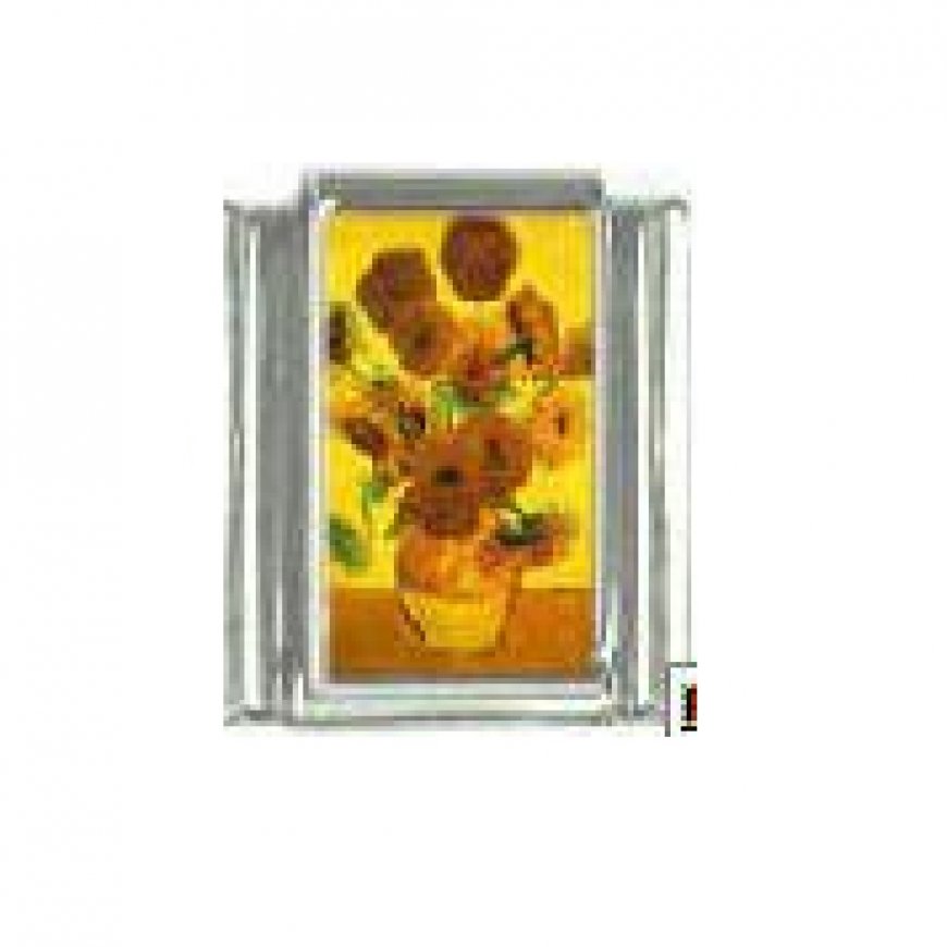 Sunflowers - Van Gogh - Flower photo - 9mm Italian charm - Click Image to Close