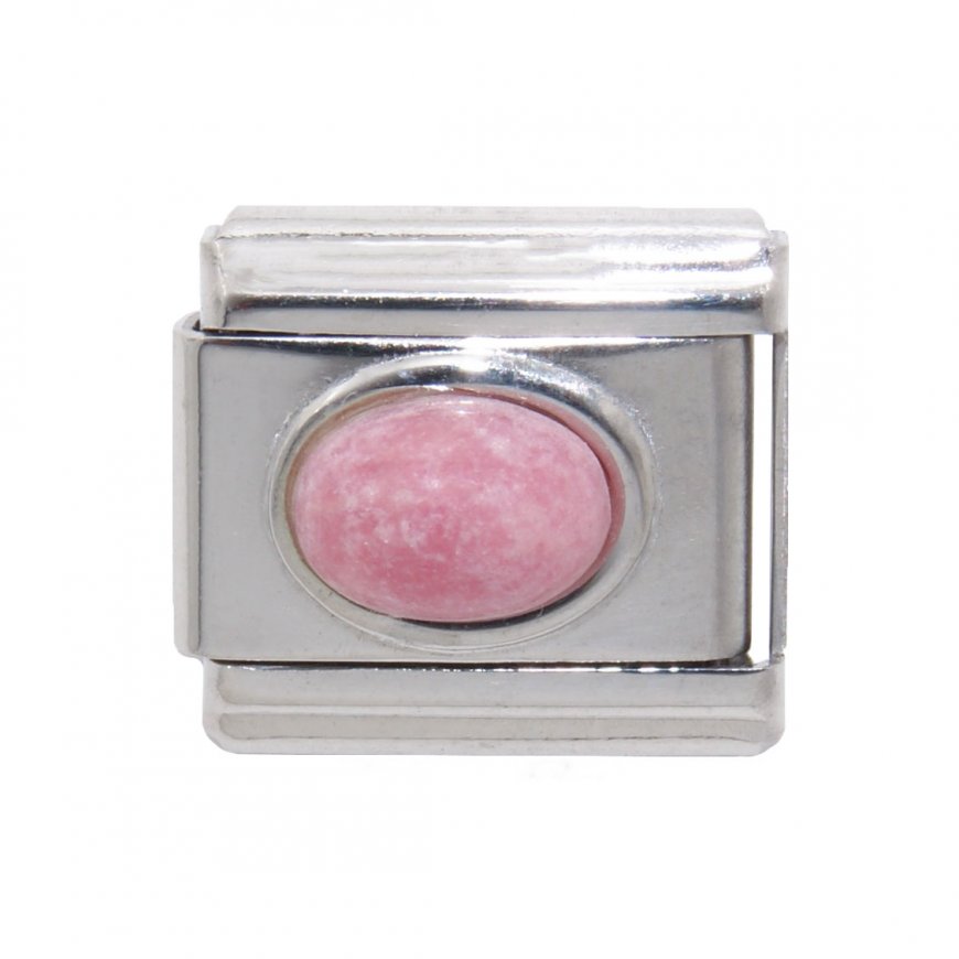 Pink oval stone - 9mm Italian Charm - Click Image to Close