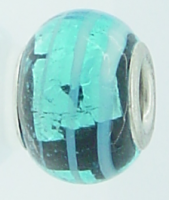 EB263 - Black bead with turquoise and silver foil