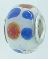 EB321 - White bead with brown and blue dots