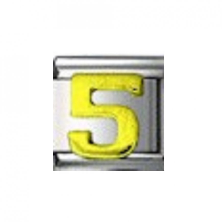 Gold number 5 - 9mm Italian charm - Click Image to Close