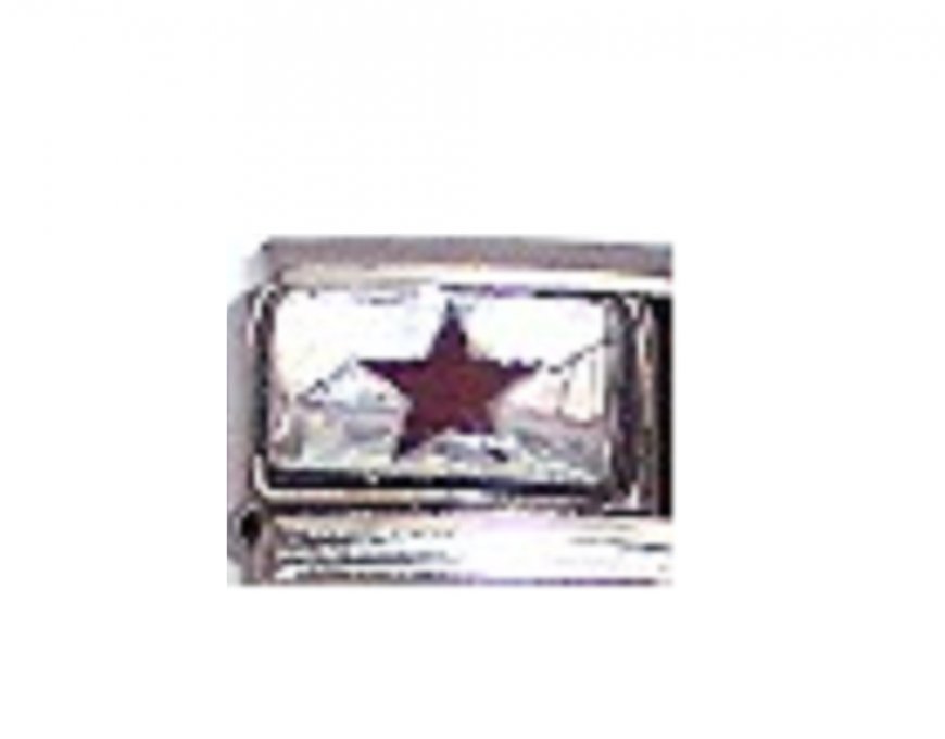 January - Birthmonth star silvery background 9mm Italian charm - Click Image to Close