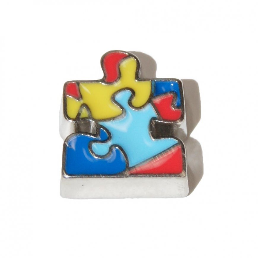 Autism jigsaw piece 9mm floating locket charm - Click Image to Close