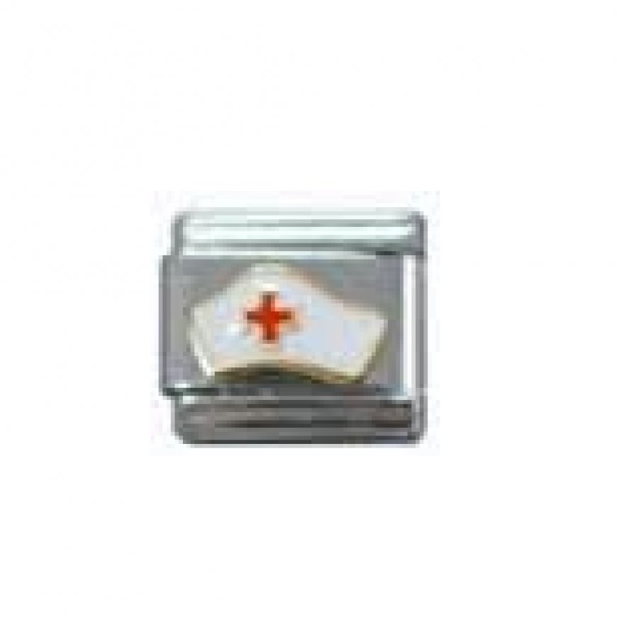 Nurses Hat (c) - 9mm enamel Italian charm - Click Image to Close