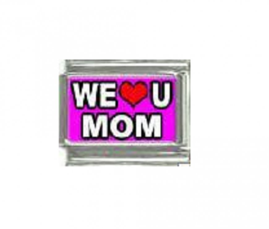 We love U Mom - pink photo 9mm Italian charm - Click Image to Close