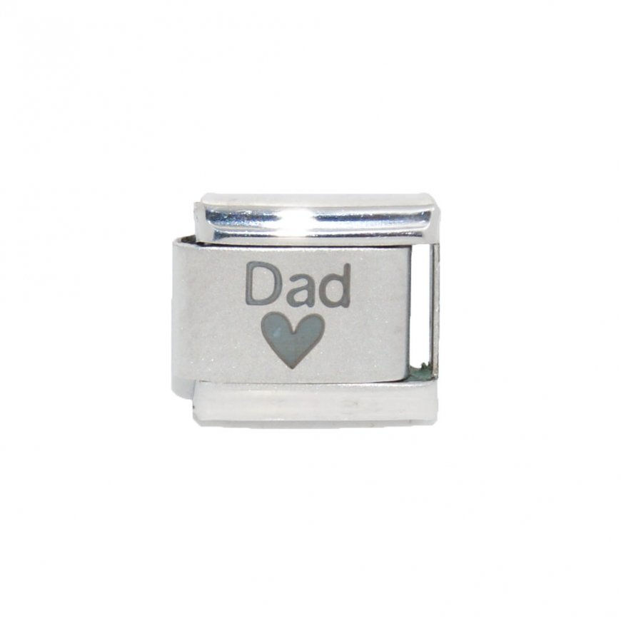 Dad with heart - plain 9mm laser Italian charm - Click Image to Close