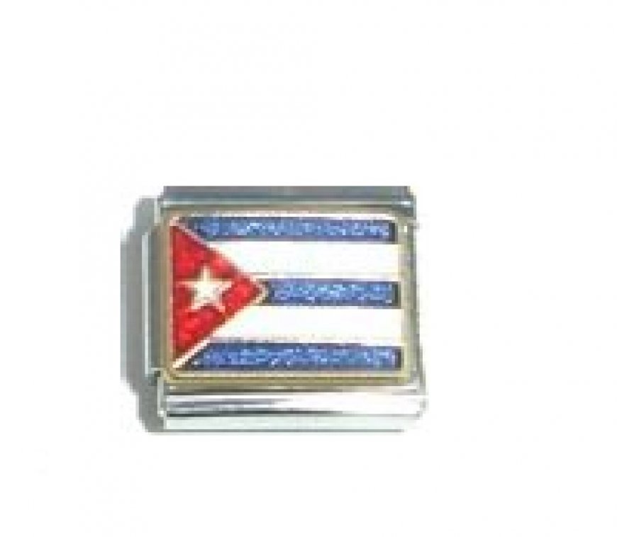 Flag - Cuba (a) enamel 9mm Italian charm - Click Image to Close
