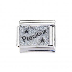 Precious white sparkly 9mm Italian charm - fits classic bracelet
