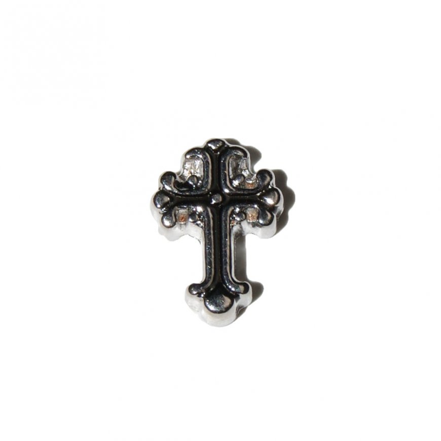 Black Cross silver rim 8mm floating locket charm - Click Image to Close