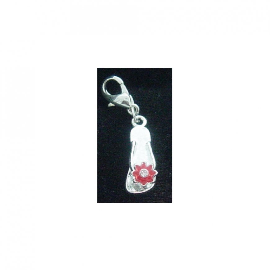 Red Flower Flipflop - Clip on Charm - Click Image to Close