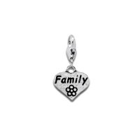 Clip on charm - Heart with flower - Family