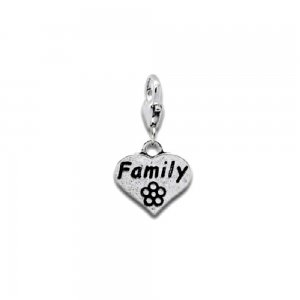 Clip on charm - Heart with flower - Family