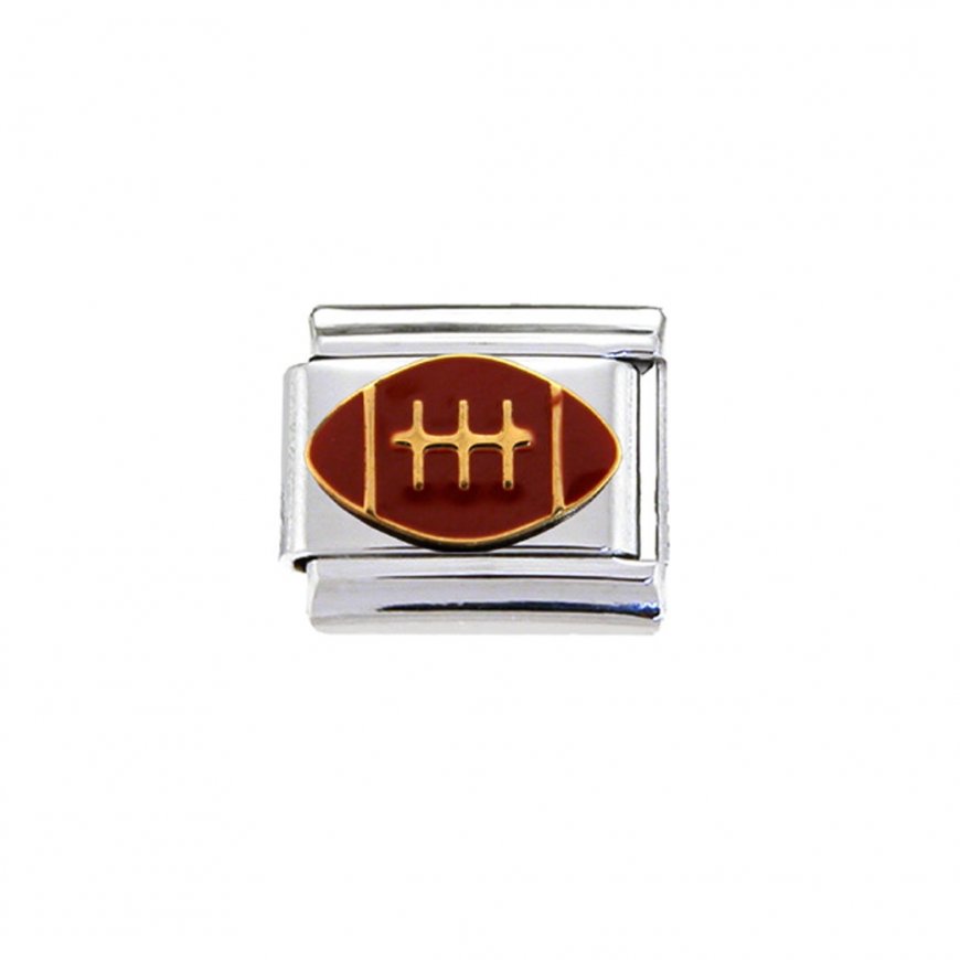 Rugby Ball - enamel 9mm Italian charm - Click Image to Close