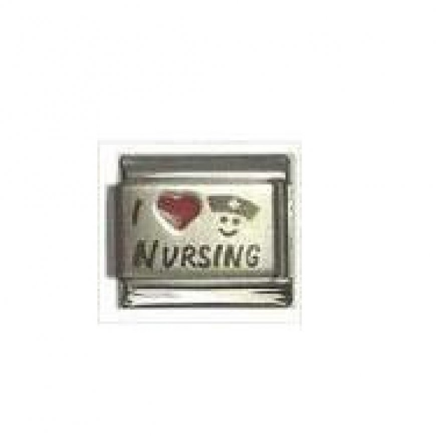 I love nursing - 9mm red heart Laser Italian Charm - Click Image to Close