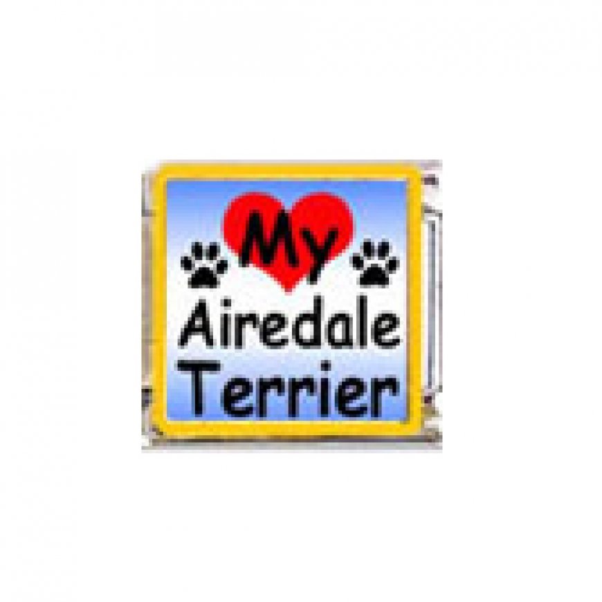 Love my Airedale Terrier - dog - enamel 9mm Italian charm - Click Image to Close