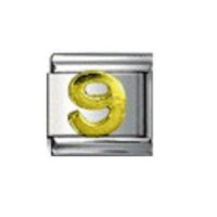 Gold coloured number 9 - 9mm Italian charm