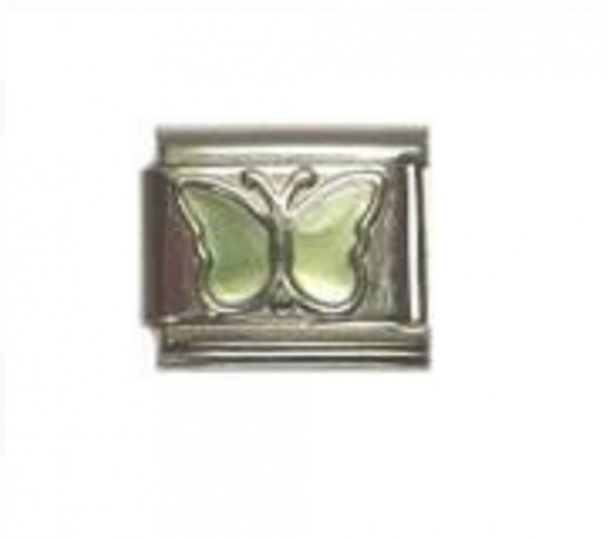 August Plain Butterfly Birthmonth - Peridot 9mm Italian Charm - Click Image to Close