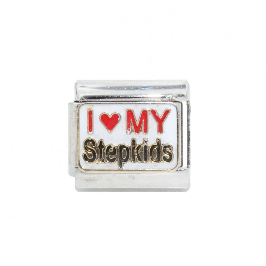 I love my stepkids - 9mm enamel Italian charm - Click Image to Close