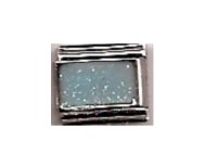 Sparkly rectangle birthmonth - December turquoise Italian charm