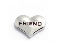 Friend silvertone heart 9mm floating charm