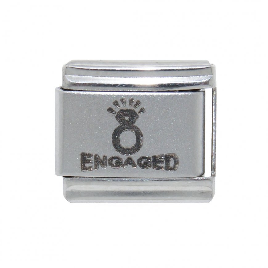 Engaged with ring - laser 9mm Italian charm - Click Image to Close