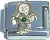 Little girl birthstone - May - Emerald 9mm Italian Charm