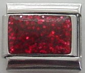 Red glitter charm - 9mm Italian enamel charm - Click Image to Close