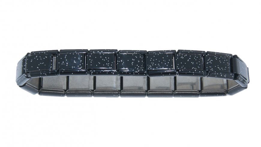 Black glitter 9mm starter bracelet - fits 9mm classic charms - Click Image to Close