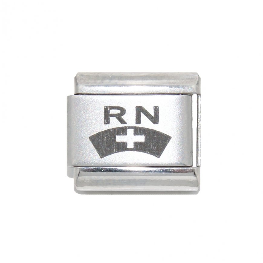 RN - Registered Nurse with nurse's hat - Laser Italian Charm - Click Image to Close