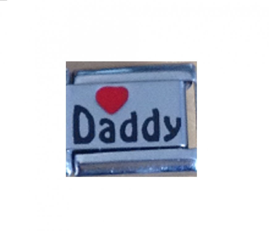 Love Daddy red heart - laser 9mm Italian charm - Click Image to Close