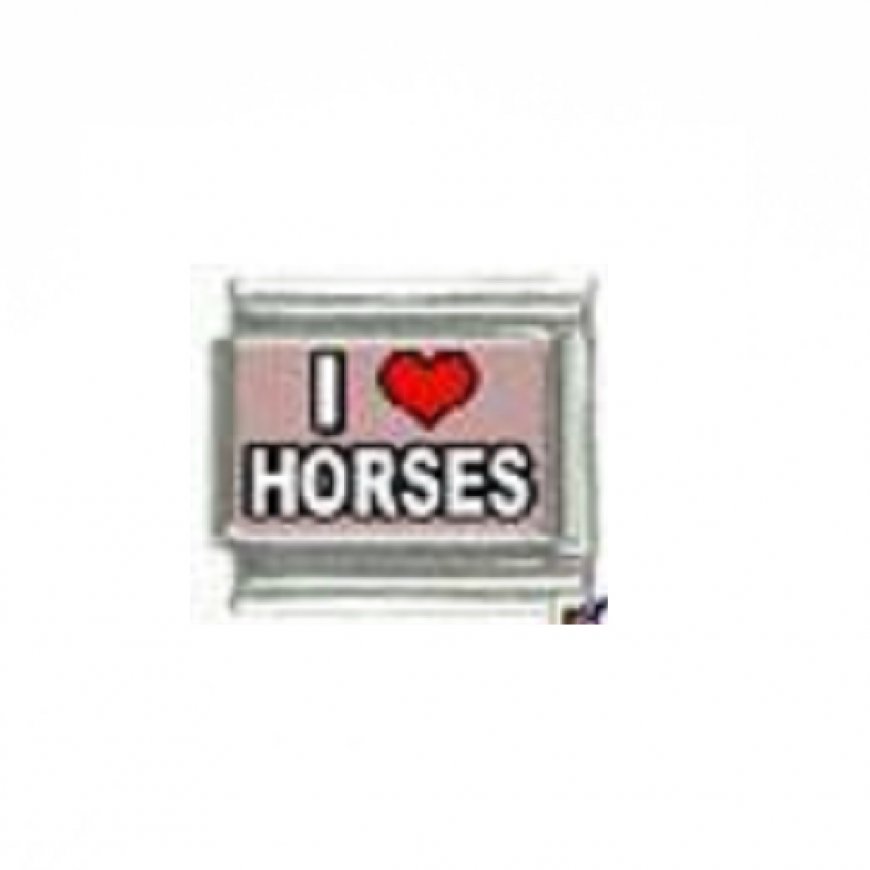I love Horses - photo 9mm Italian charm - Click Image to Close