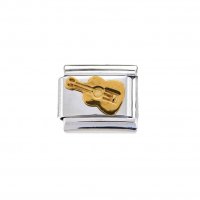 Goldtone Guita r- enamel 9mm Italian charm