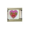 Rose in pink heart on white background - 9mm Italian charm